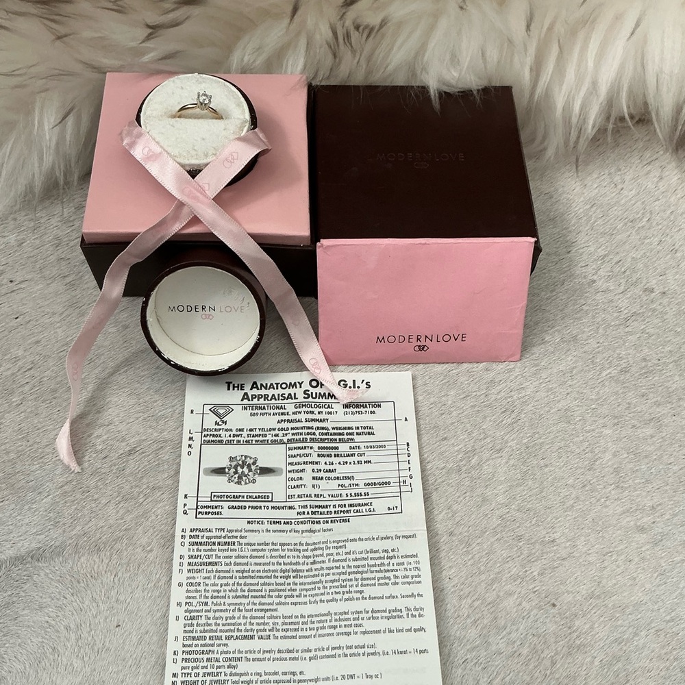 Modern Love 14K Gold Diamond Solitaire Engagement/Promise Ring